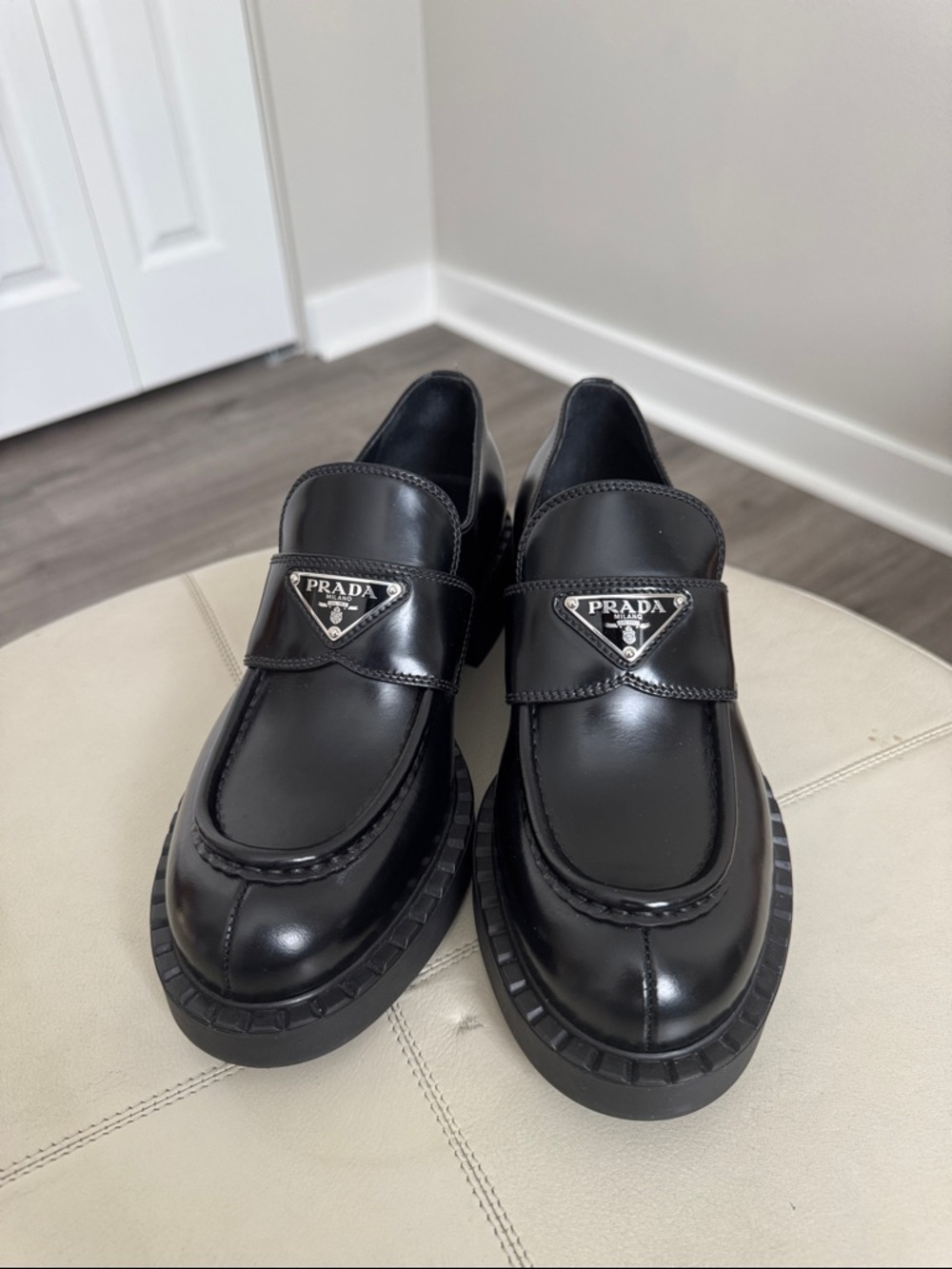 Prada Brushed Leather Loafers